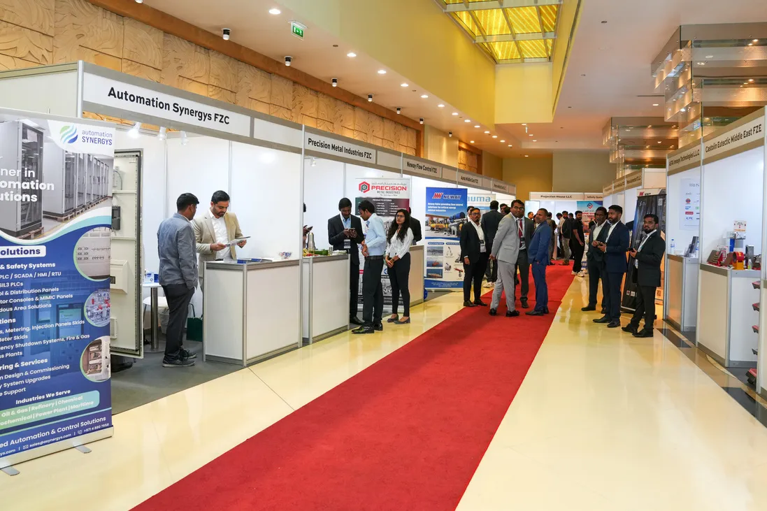 Exhibition hall with sponsor booths at the 2025 conference